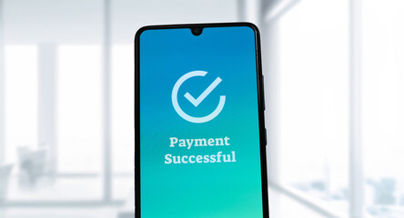 Payment Successful Notification on Mobile Device Screen - Financial Transaction Success