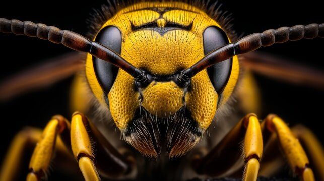 European common wasp, vespula vulgaris, isolated on white background in top view