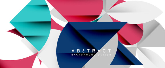 Minimal geometric elements on white. Petals, round triangles, star