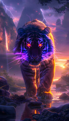 Fototapeta premium Neon Tiger