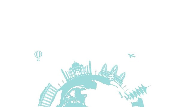 Travel, vacation, sightseeing 4K animation (World heritage and world famous buildings). mp4
