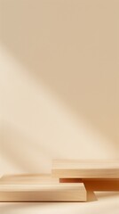 Fototapeta premium Minimalist Background for Product Presentation with Wooden Platforms