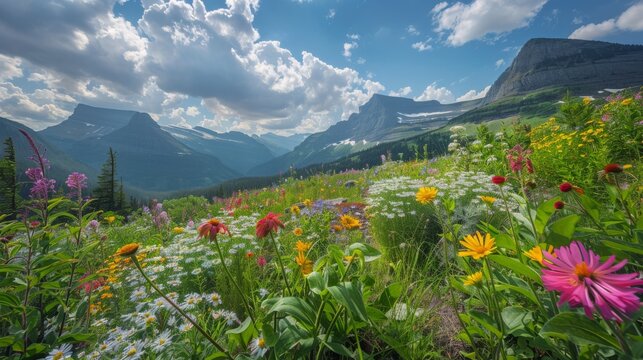 Glacier National Park wildflowers, Montana, USA