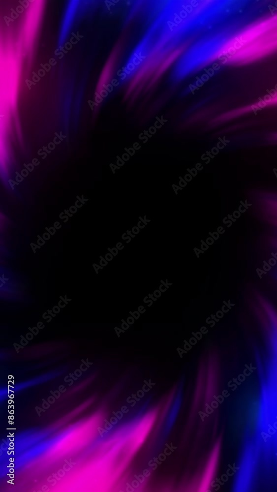 Sticker space interstellar wormhole background. motion. flying through the outer space wormhole on a black u