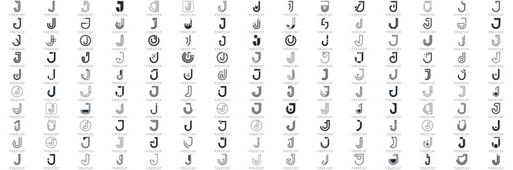 J logo collection, Abstract letter J logo design. icons for business	