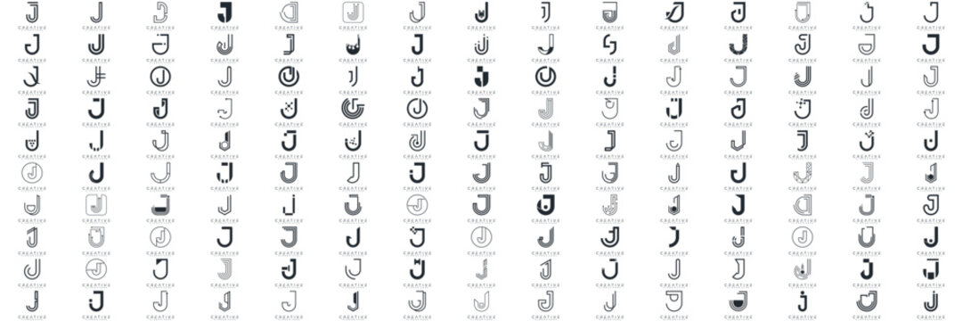 J logo collection, Abstract letter J logo design. icons for business	