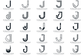 J logo collection, Abstract letter J logo design. icons for business	