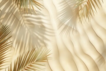 Obraz premium Tropical Palm Shadows on Sandy Waves Background