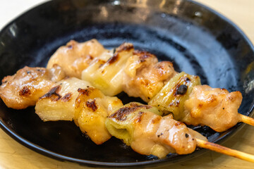 Japanese food yakitori with chicken and beef