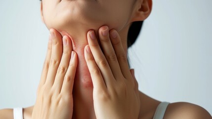 Fototapeta premium Red itching skin rash acene dot due to allergy