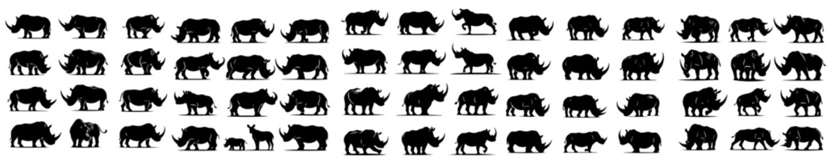 vector collection of rhino silhouettes