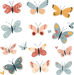 Colorful Cartoon Butterflies