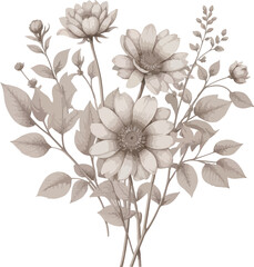 Sepia Floral Illustration