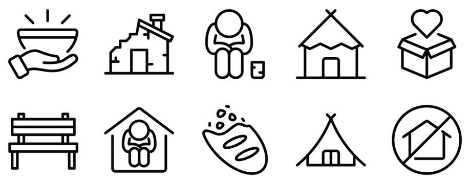 Homeless Icon Set A Compassionate Line Style Collection