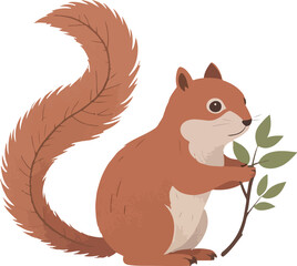 Obraz premium Cute Squirrel with Branch