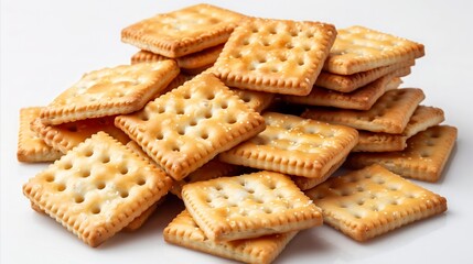"Snack Time: Photo of Biscuit Crackers on a White Background"