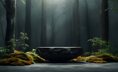 Product Advertising Stand Exhibition Podium On Nature Background