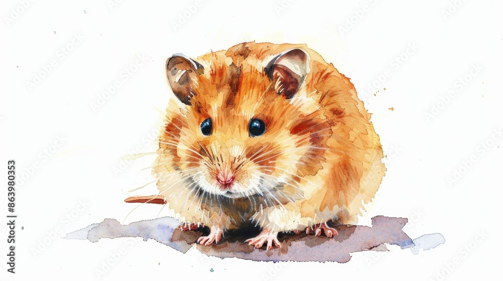 Wall mural Cute hamster. Flat vector illustration. - Wall murals