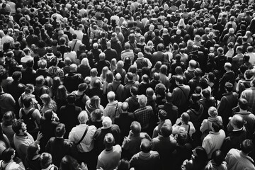 Obraz premium Crowd of people on the square, top view