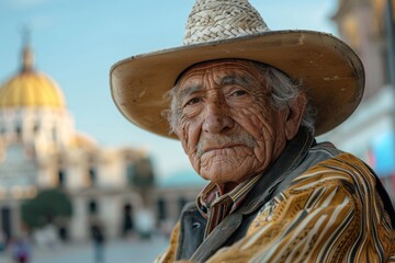 Elderly Man in Traditional Charro Suit in Mexico City

