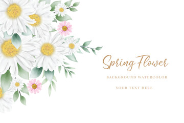 Hand drawn watercolor daisy flower background design
