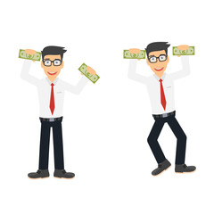 Business with money. Manager is a winner, a win, a vector illustration