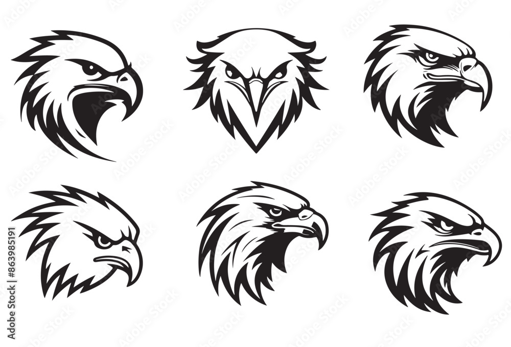 Wall mural Stylized eagle head emblem illustration for your design