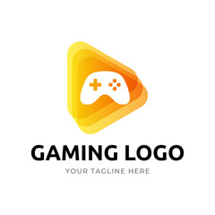 Game console and video games stick logo design template