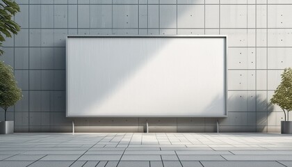 Street billboard mock up for exterior advertisement on the gray wall of an urban modern building