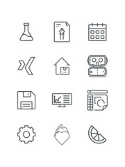 Art File, Calendar, Cop, Download, File Check, Flask, Gear, Link, Meeting, set of icons, vector illustration