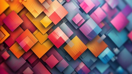 Abstract colorful geometric pattern with vibrant hues and layered squares.