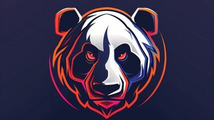 Mascot logo design of a panda with bold line. Clipart vector illustration.