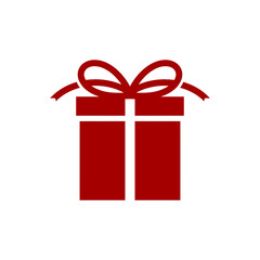 Red gift box icon with a simple and modern design with a Christmas theme