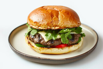 Artfully Plated El Camino Amarillo Burger with Vibrant Ingredients