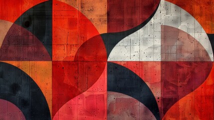 Abstract geometric pattern with red, black and gray colors.  Graphic design, digital art, modern.