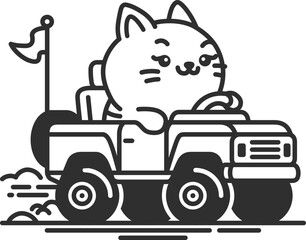 Cat Lineart driving an offroad car © ARVwerks