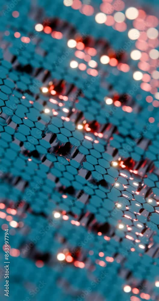 Poster abstract 3d hexagonal grid with glowing highlights