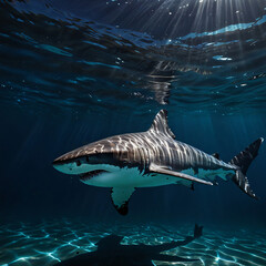 Fototapeta premium Great-White-Shark-Underwater