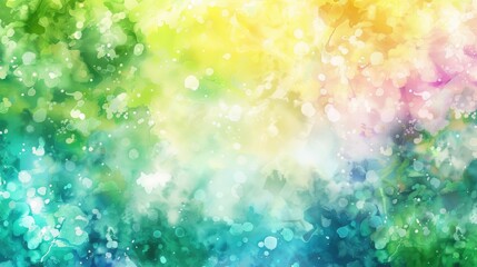 Fototapeta premium Vibrant watercolor backdrop in shades of green blue pink and yellow inspired by the colors of spring or Easter featuring an abstract and sunny bokeh effect