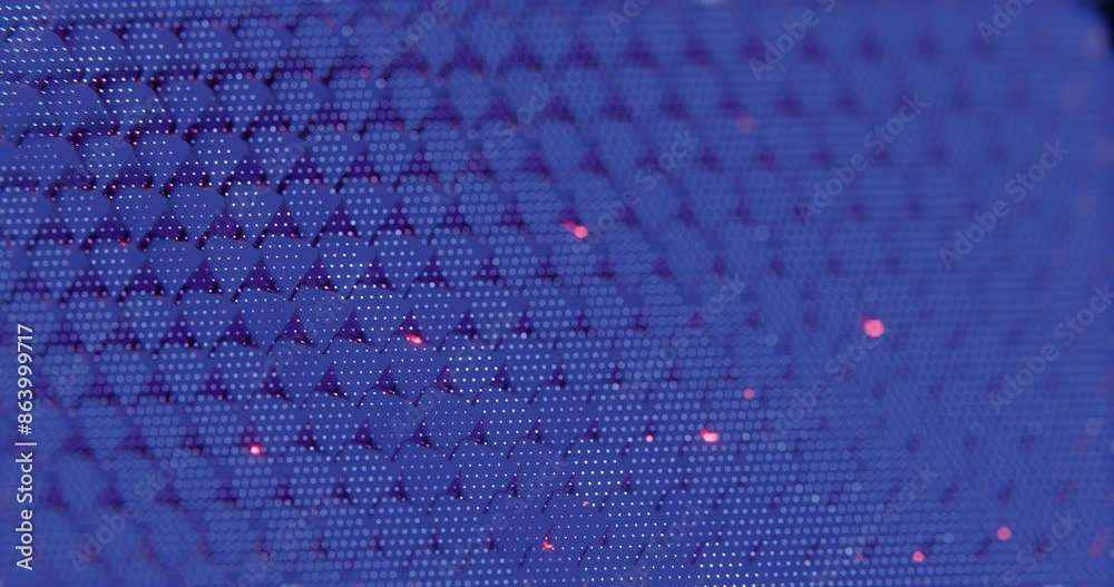 Poster 3d abstract render of blue and red cubes with dot pattern - futuristic geometric design