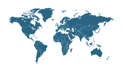 Obraz premium World map. Modern blue vector map. Silhouette map