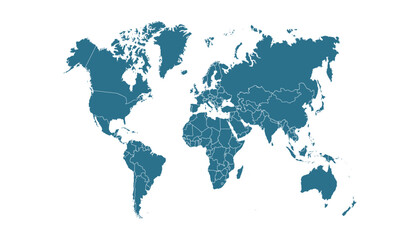 World map. Modern blue vector map. Silhouette map