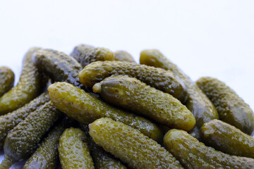 Tasty pickled cucumbers. Fermented vegetables