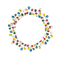 Watercolor illustration, hand drawn. Festive garland wreath