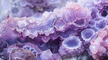 Grape agate crystal specimen, focusing on the mesmerizing texture and intricate details of the stone rock, with soft lighting