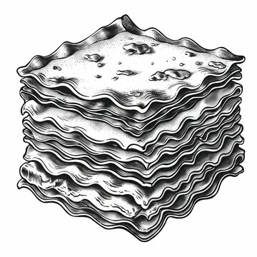 recommend clip art: Retro hand-drawn illustration of Lasagna, Vintage engraved icon design, Isolated on white background
