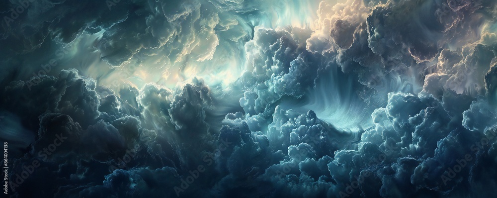 Wall mural dramatic and deep clouds background generative ai