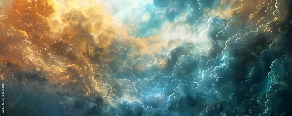 Wall mural dramatic and deep clouds background generative ai