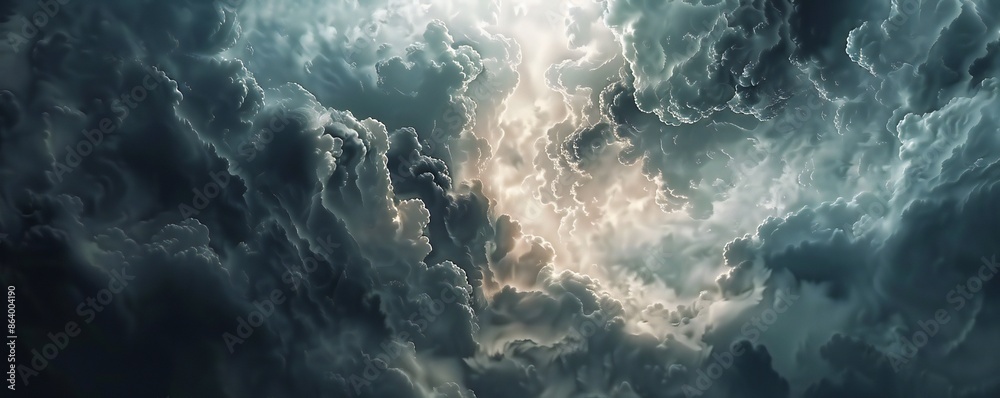 Wall mural dramatic and deep clouds background generative ai
