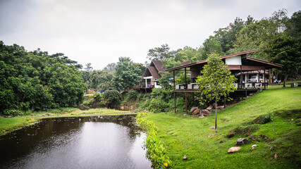 Buildings, restaurants, welfare and coffee in the Lam Takhong tent area, Khao Yai National Park, World Heritage Forest, Thailand, 10 June 2024.